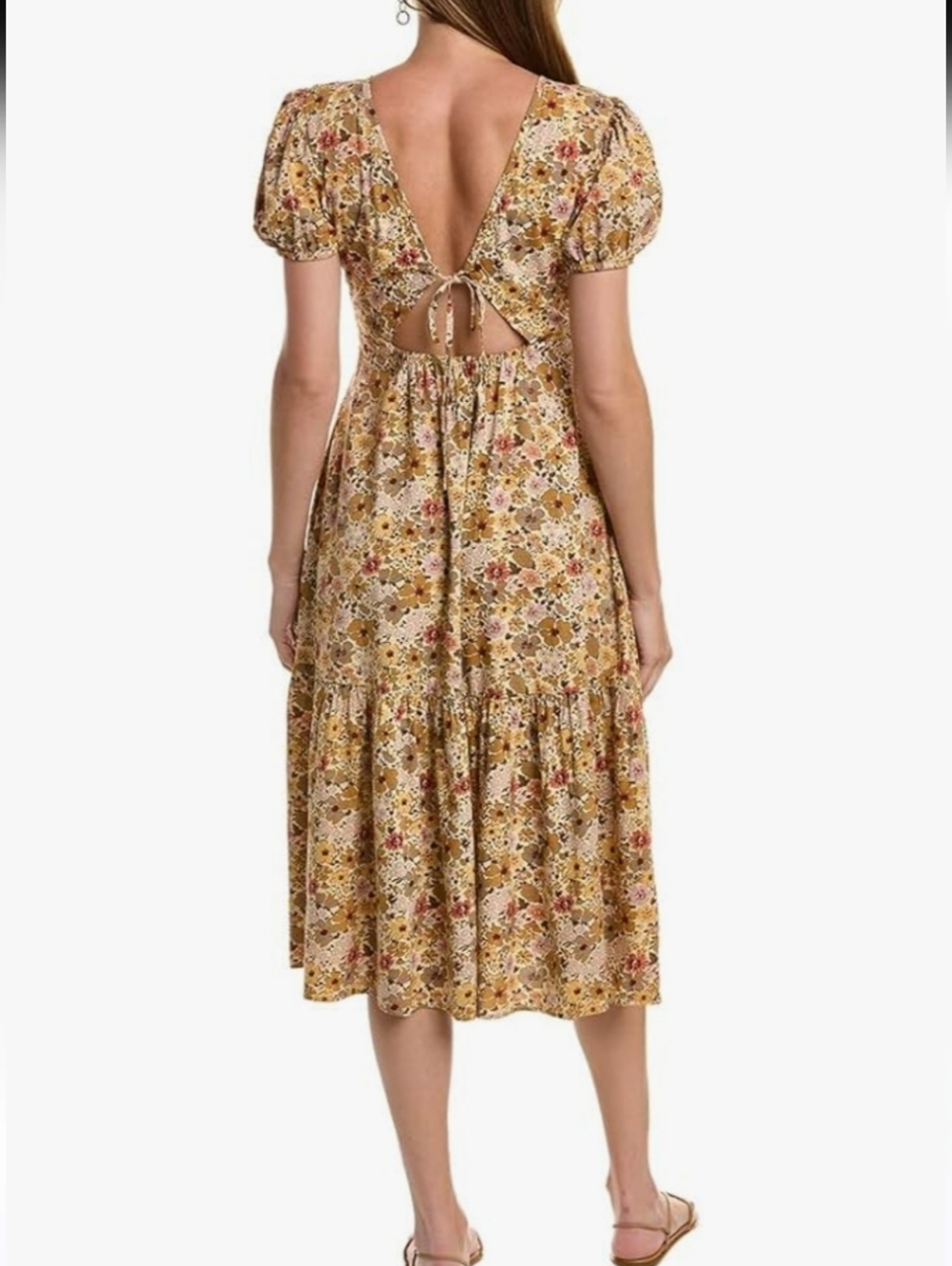 Madewell Libby Puff-Sleeve Open-Back Midi Dress Size 2 - Picture 3 of 12